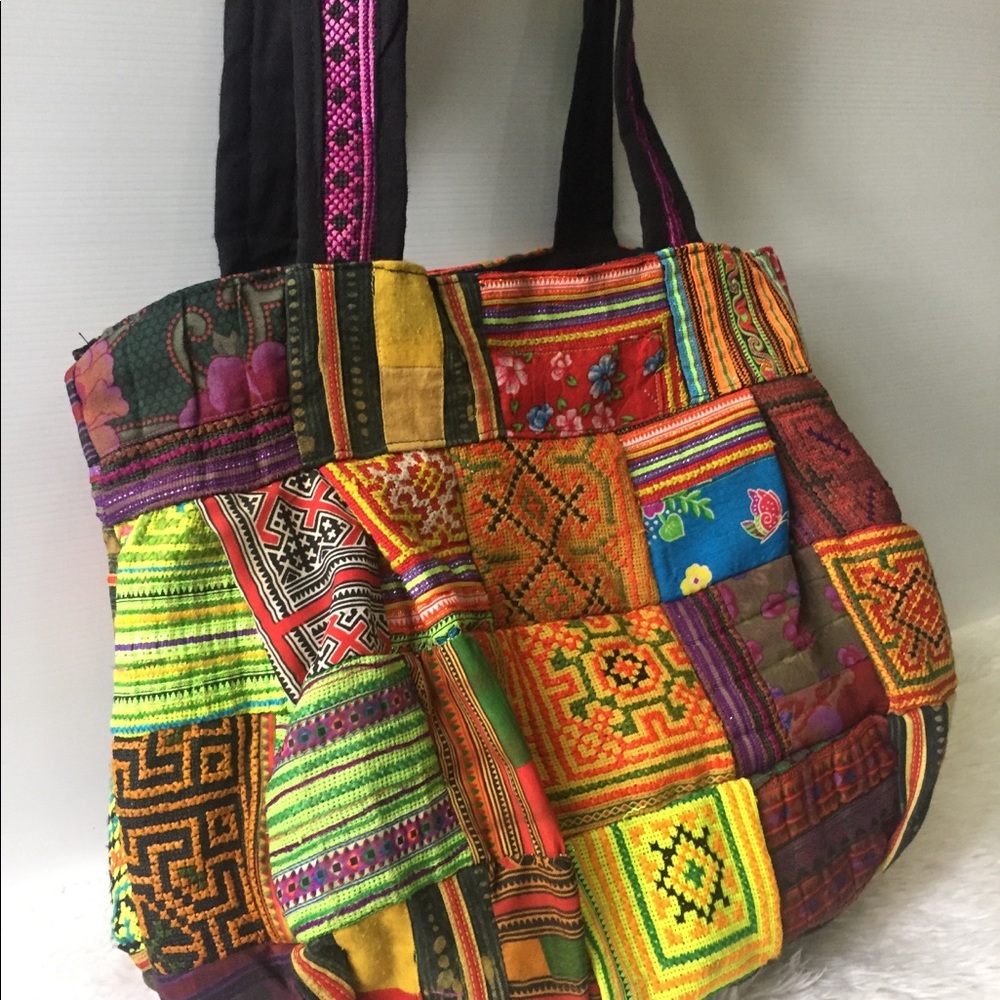 Colorful unique patchwork handmade bag - Picture 3 of 8